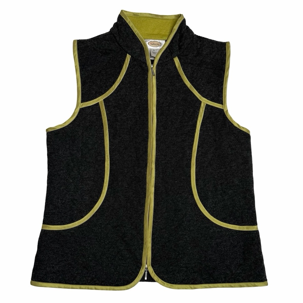 Talbots Reversible Silk Wool Blend Vest Gray & Chartreuse Lime Green Women's‎ L